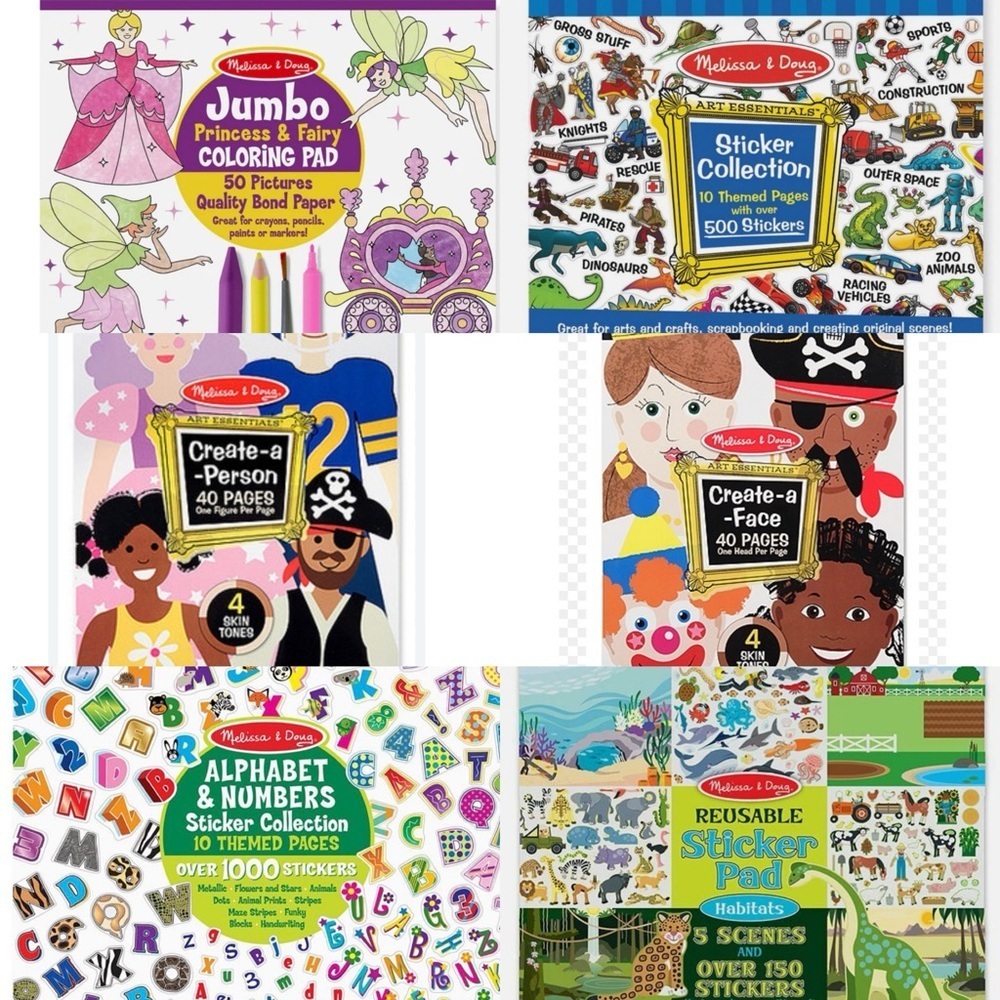 Melissa & Doug bundle of six art and sticker pads new in sealed packages
